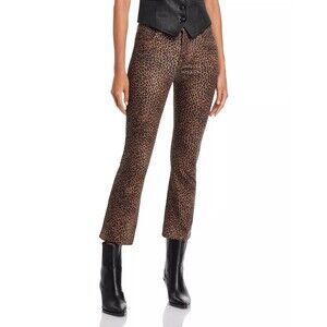 New Frame Le Crop Mini Coated Bootcut Kick Flare Jeans Leopard Print Size 28x26